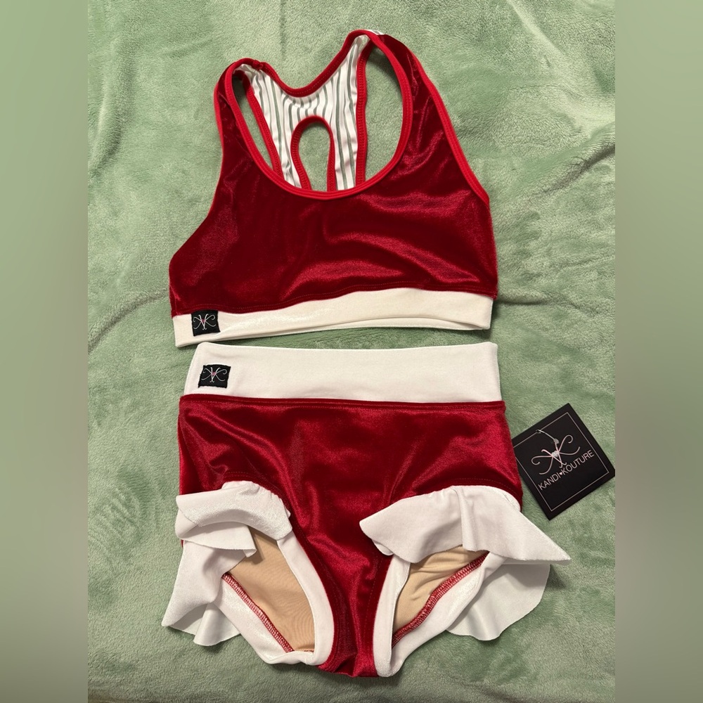 Kandi Kouture Red and White Velvet Set TXS NWT